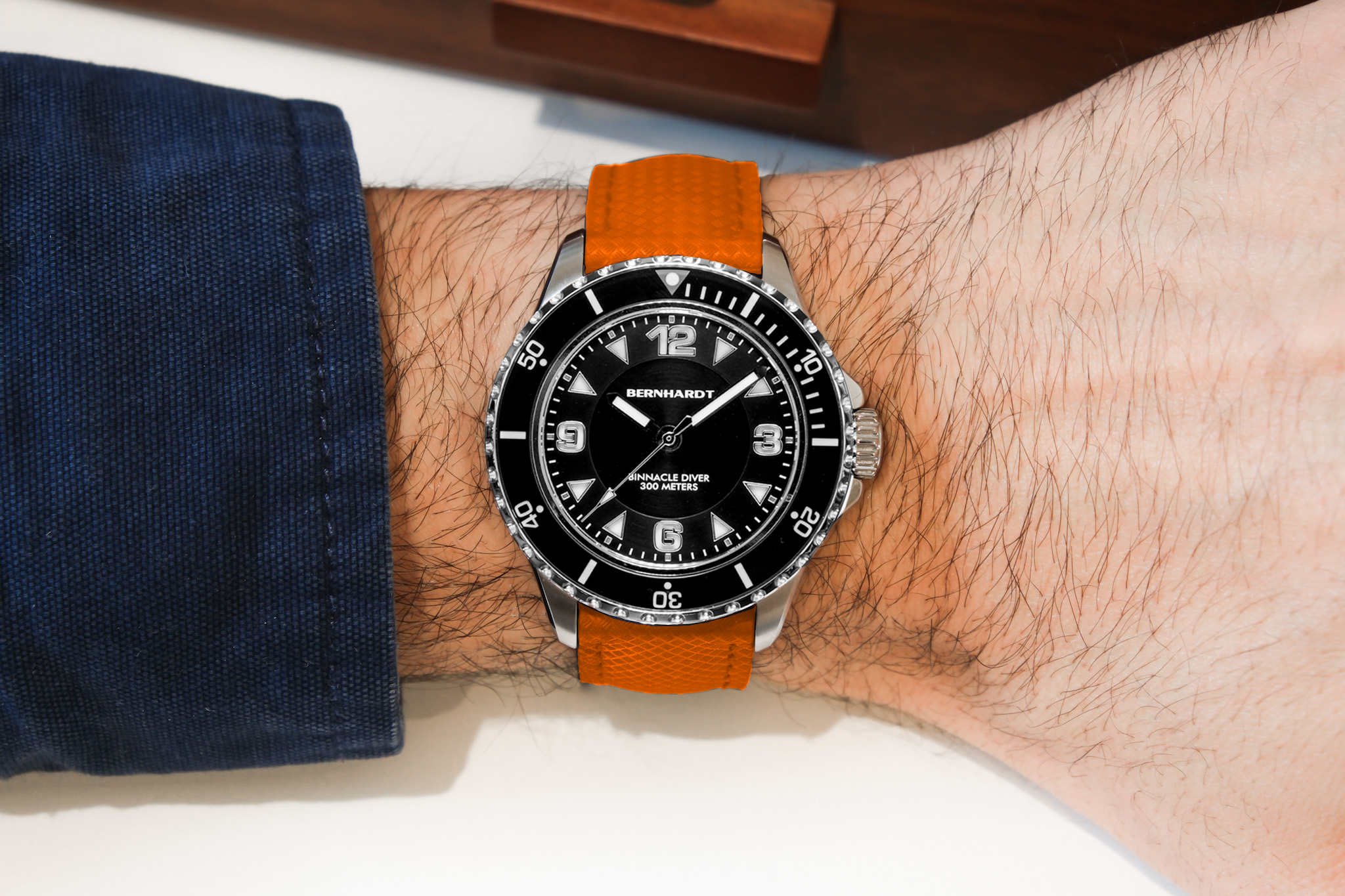 #add a strap (optional)_orange fkm no-loop deployant strap
