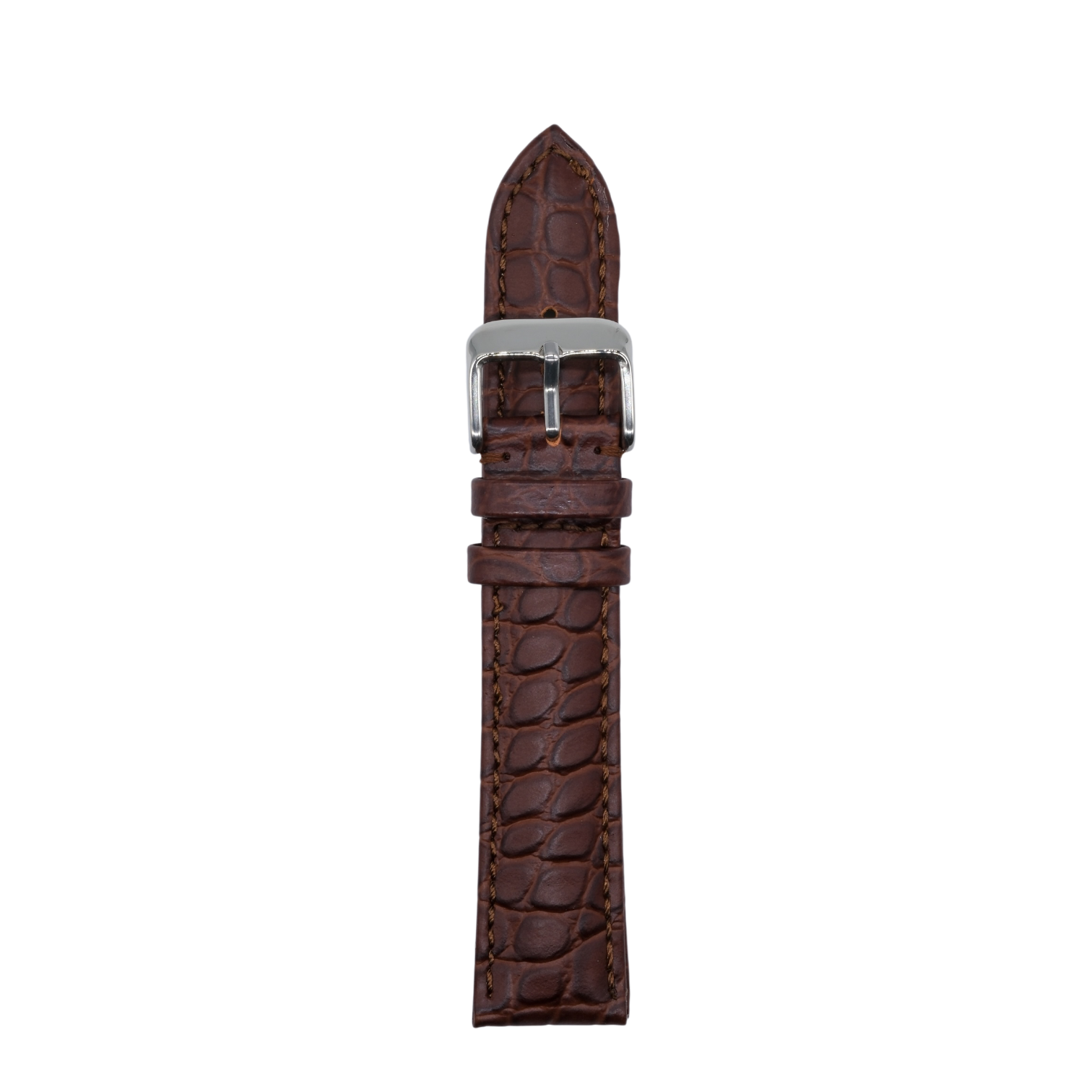 Alligator Grain Leather Strap - Brown - 20mm