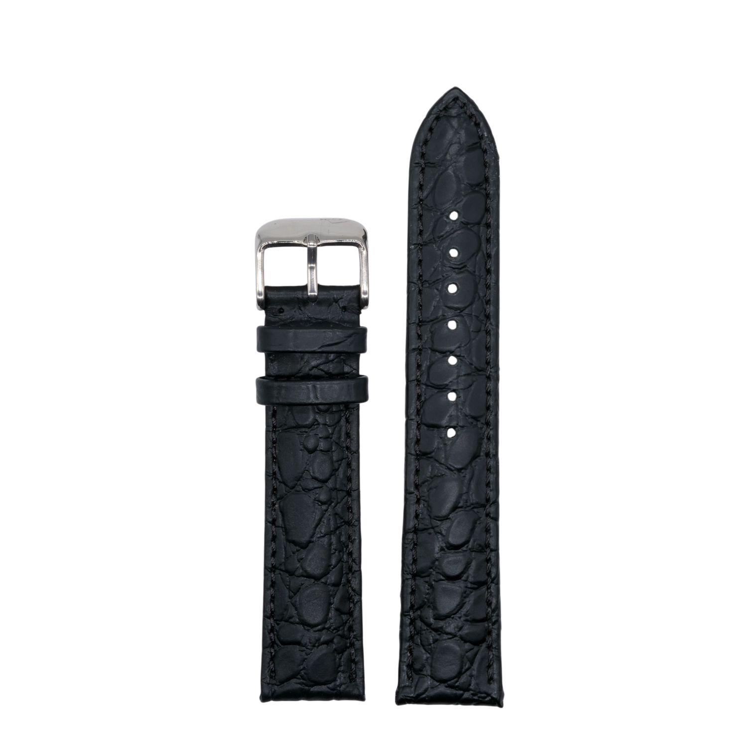 Alligator Grain Leather Strap - Black - 20mm