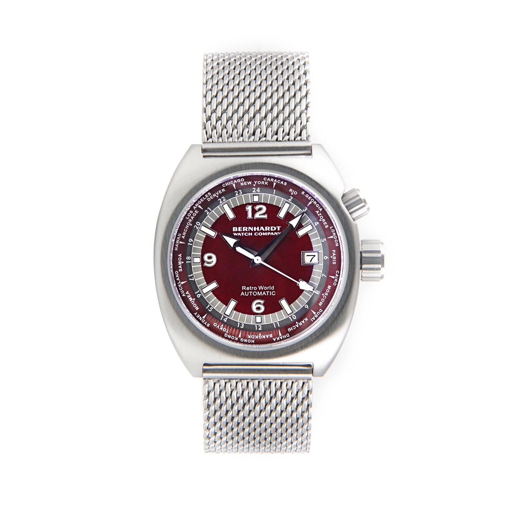 Retro World Timer - Burgundy Dial