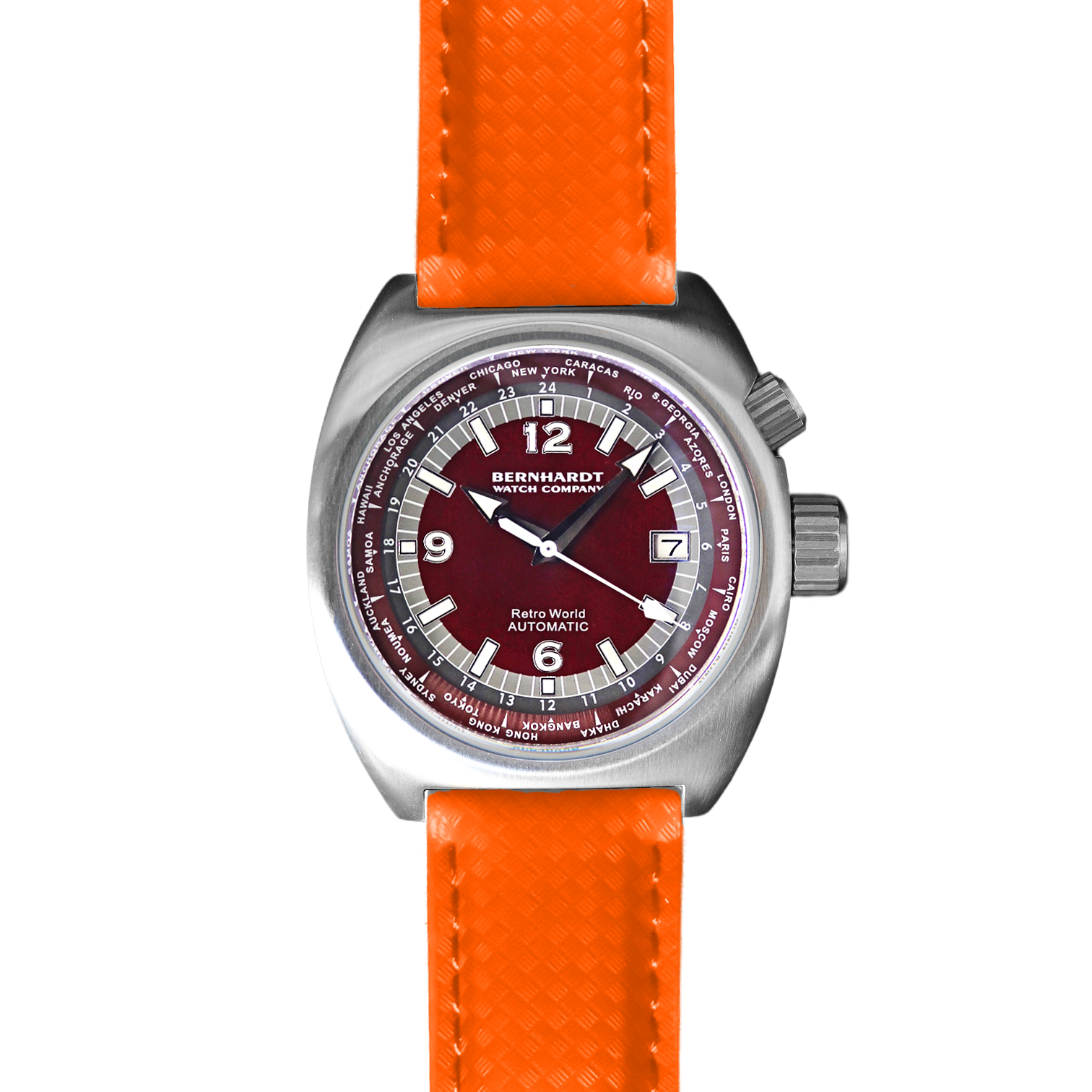 Retro World Timer - Burgundy Dial