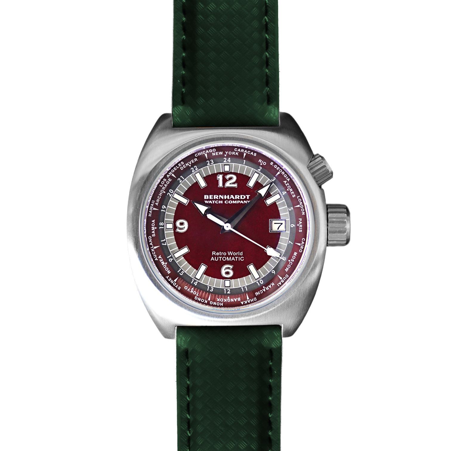Retro World Timer - Burgundy Dial