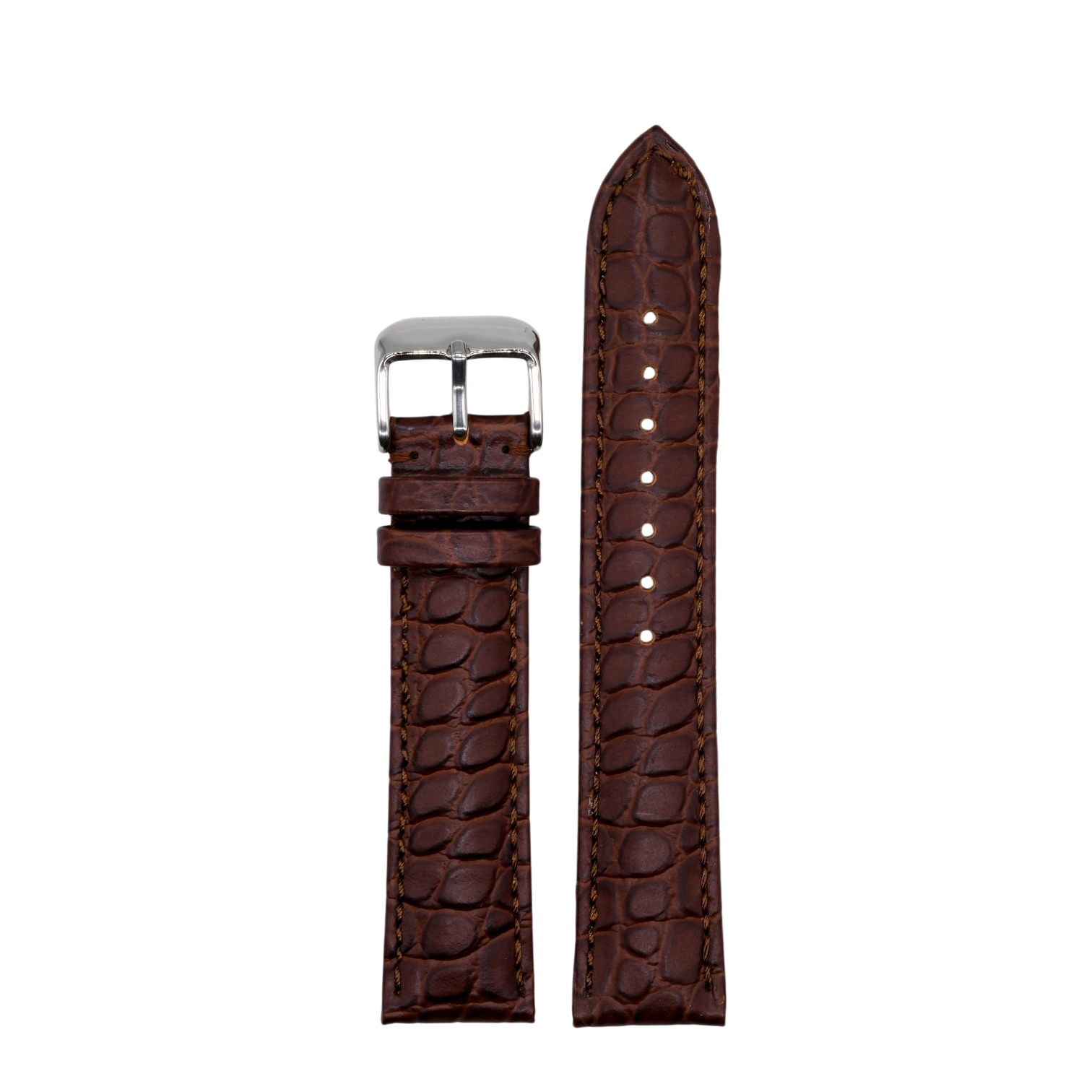Alligator Grain Leather Strap - Brown - 20mm