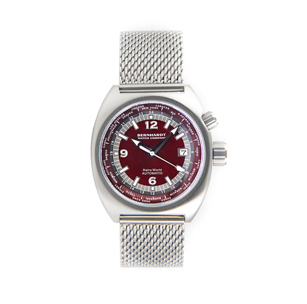 Retro World Burgundy Gray Watch Bernhardt Watch Company