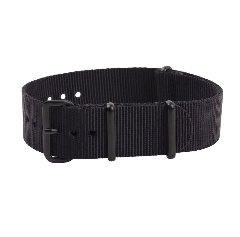 solid black nato strap with black buckle